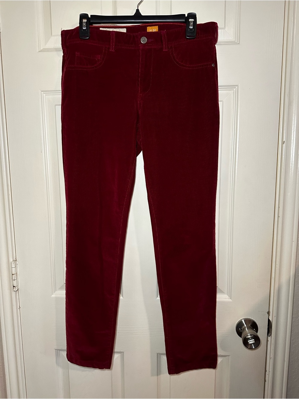 Pilcro and the Letterpress Skinny Corduroy Jeans in Burgundy